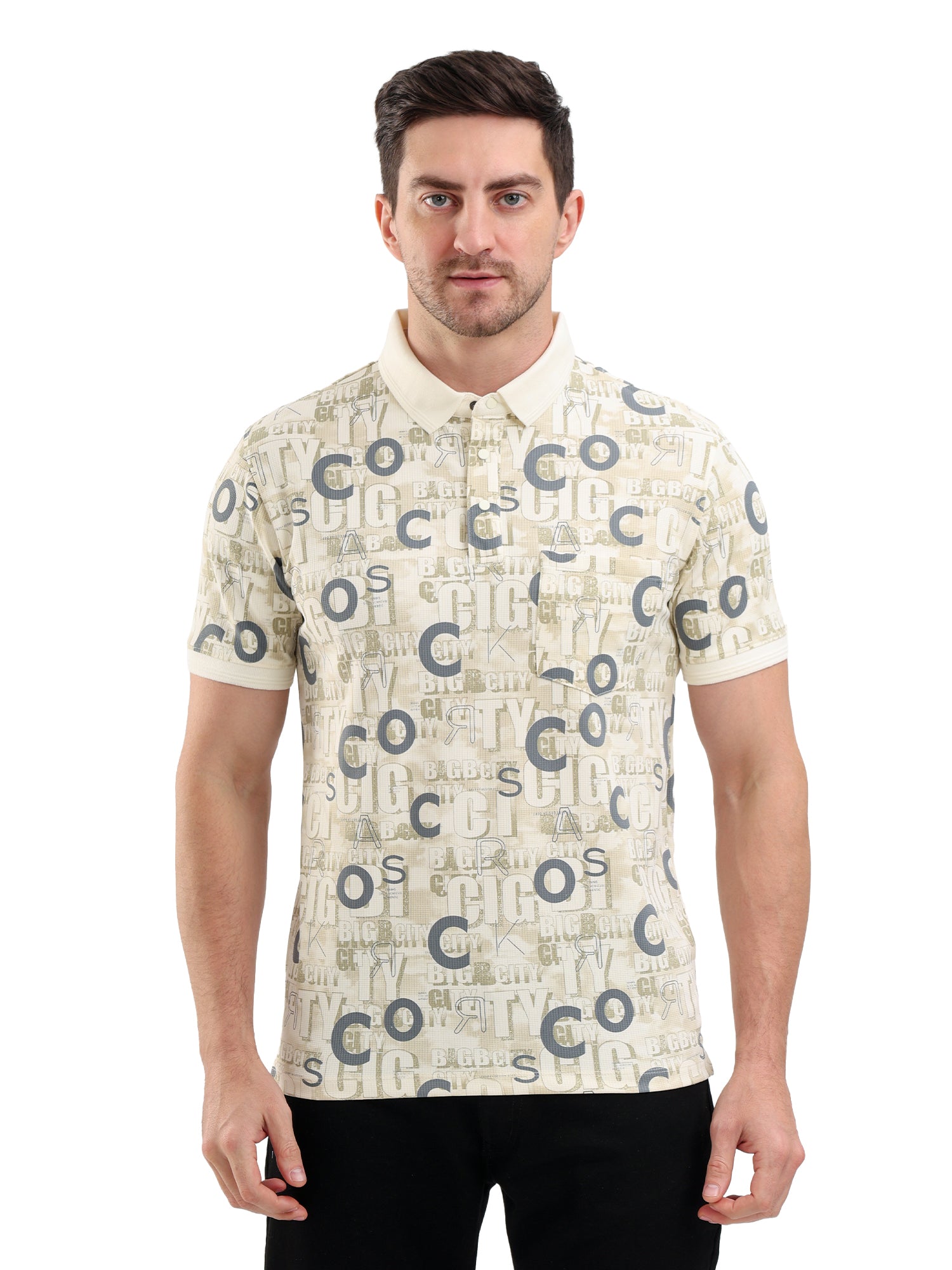 Sparky Solid Slim Fit Cotton Formal Polo Tshirt Half Sleeve | Summer Plus Size Cream Color