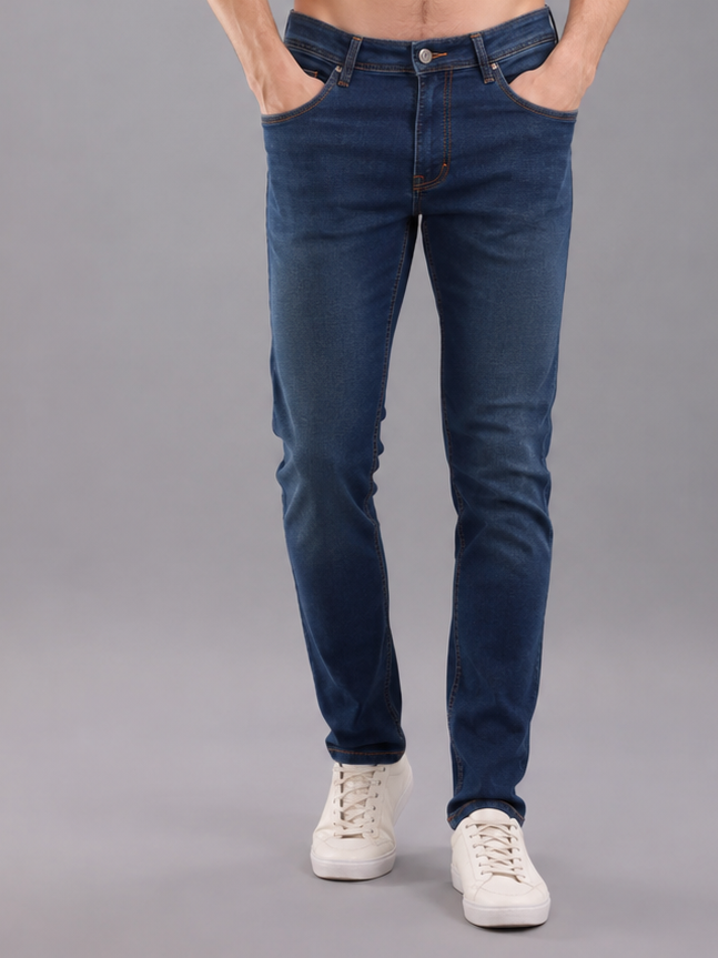 SPARKY Men | Stretch Narrow Fit | Mid Blue Jeans | Premium Casual Denim