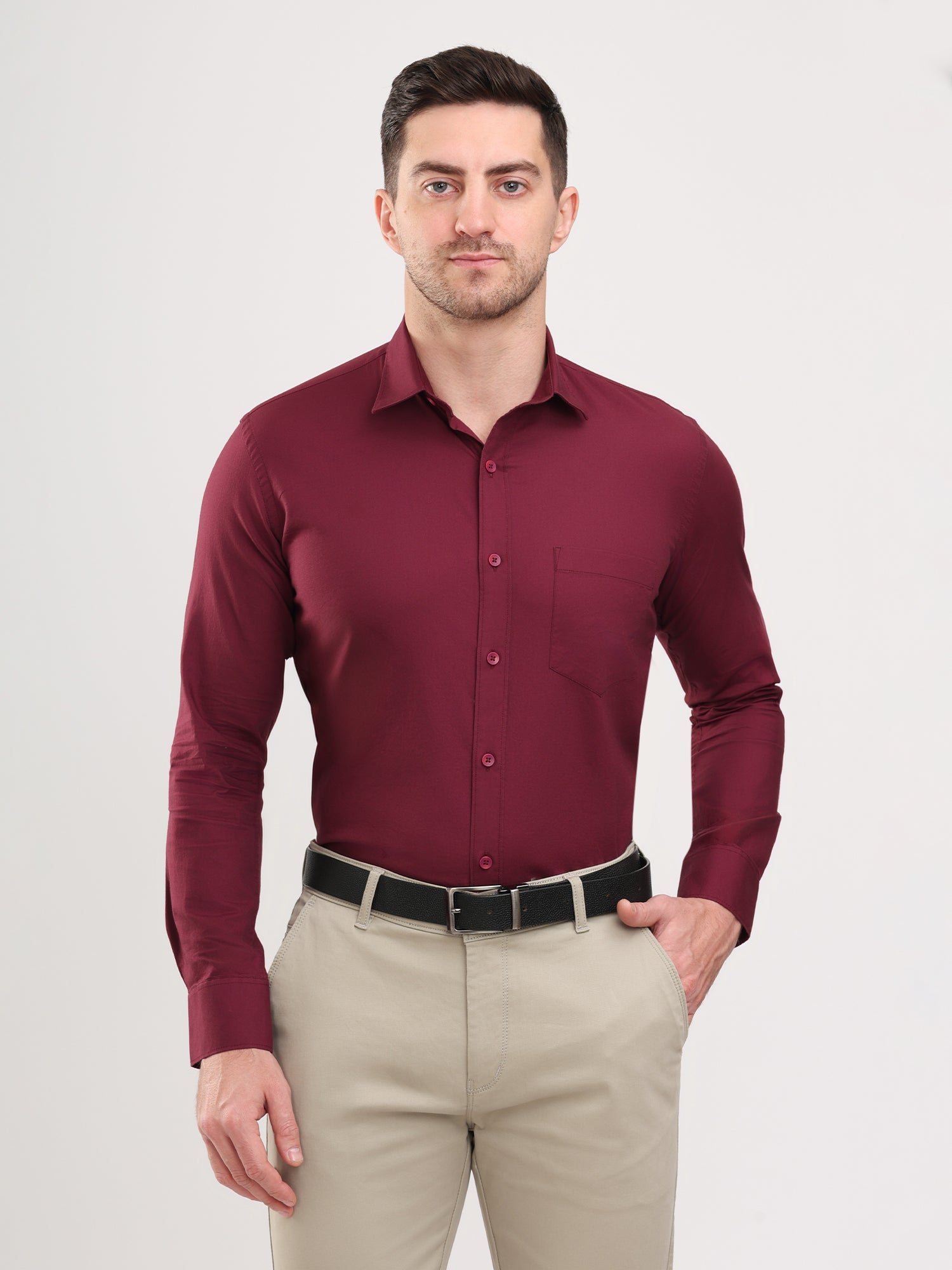 Men Mehroon Casual Twill Shirt