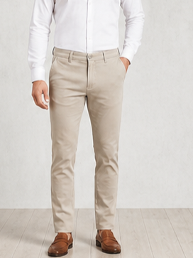 SPARKY Men Fawn Non-Denim Trousers | Smart Casual Stretchable Cotton Pants