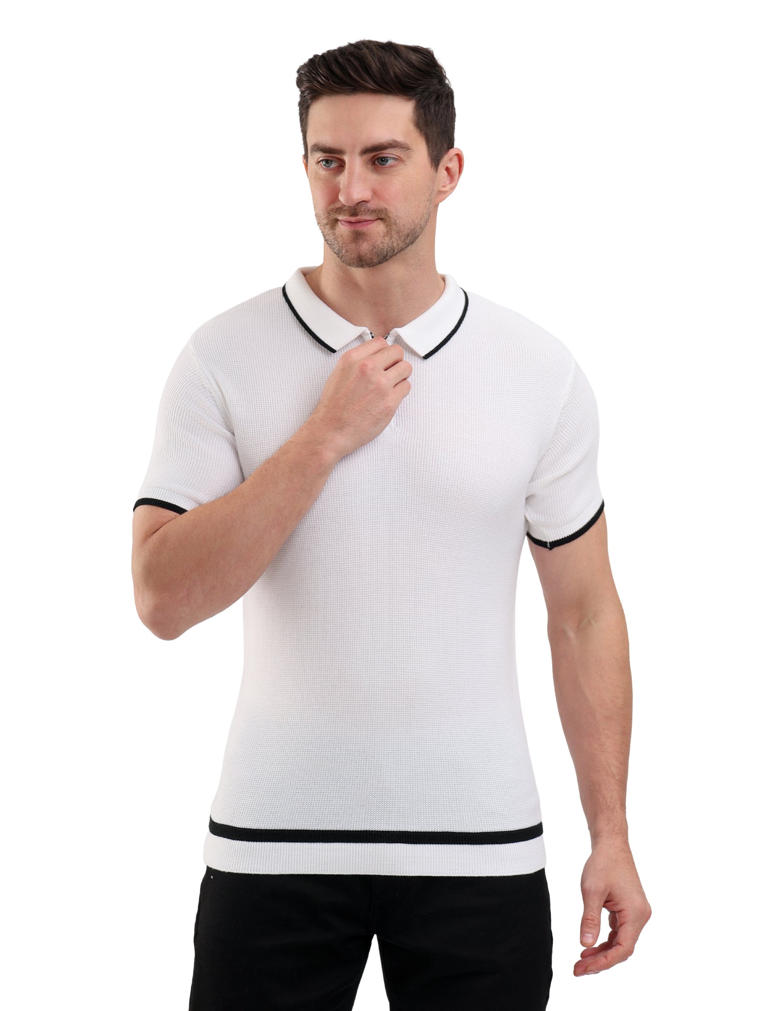 Sparky Solid Slim Fit Cotton Formal Polo Tshirt Half Sleeve | Summer Plus Size White Color