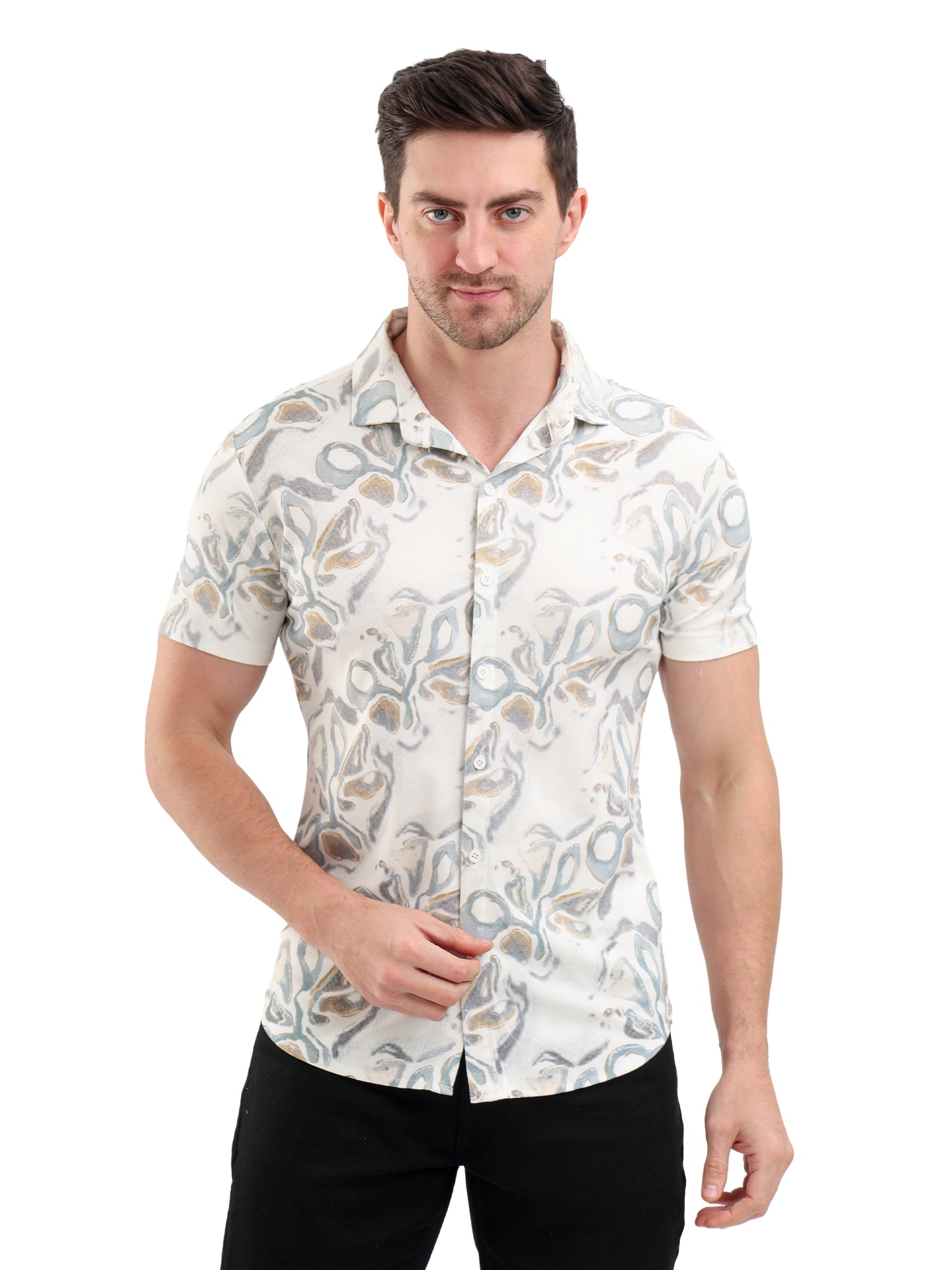 Sparky Solid Slim Fit Cotton Casual Shirt Half Sleeve | Summer Plus Size White Color