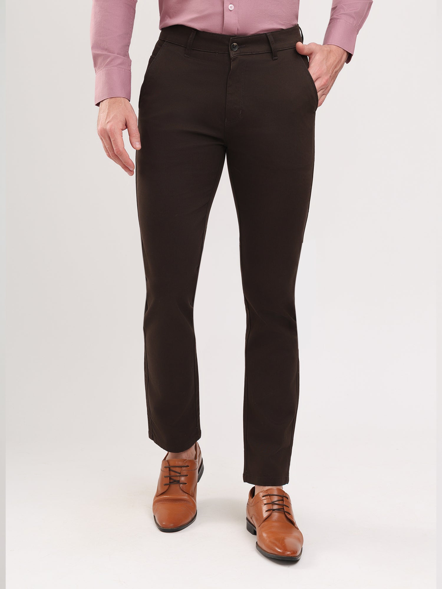 Men Slim Fit Coffee Trouser Pant