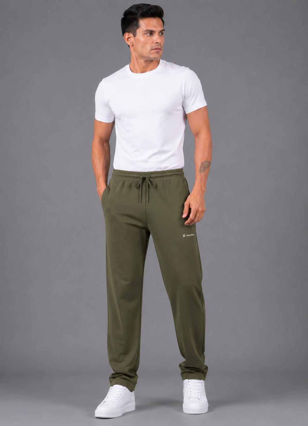 SPARKY Men's Fabric Solid Lower | Premium Track Pants Light Olive