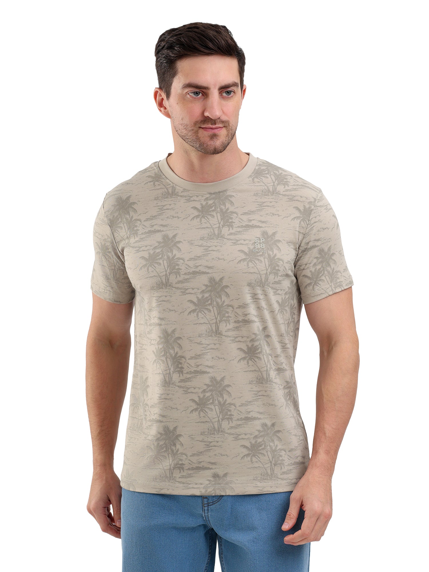 Sparky Solid Slim Fit Cotton Formal T-Shirt Half Sleeve | Summer Plus Size Olive Color