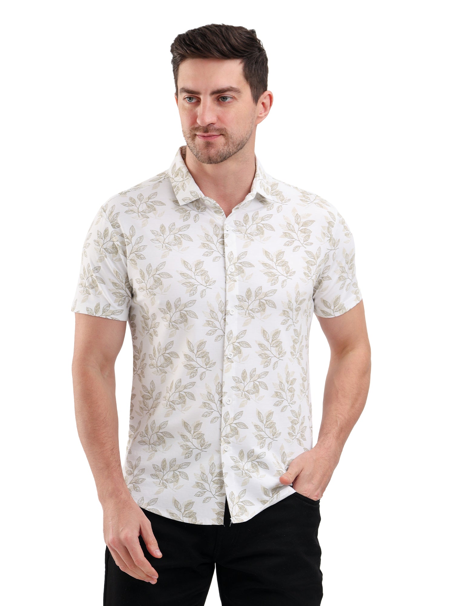 Sparky Solid Slim Fit Cotton Casual Shirt Half Sleeve | Summer Plus Size White Color