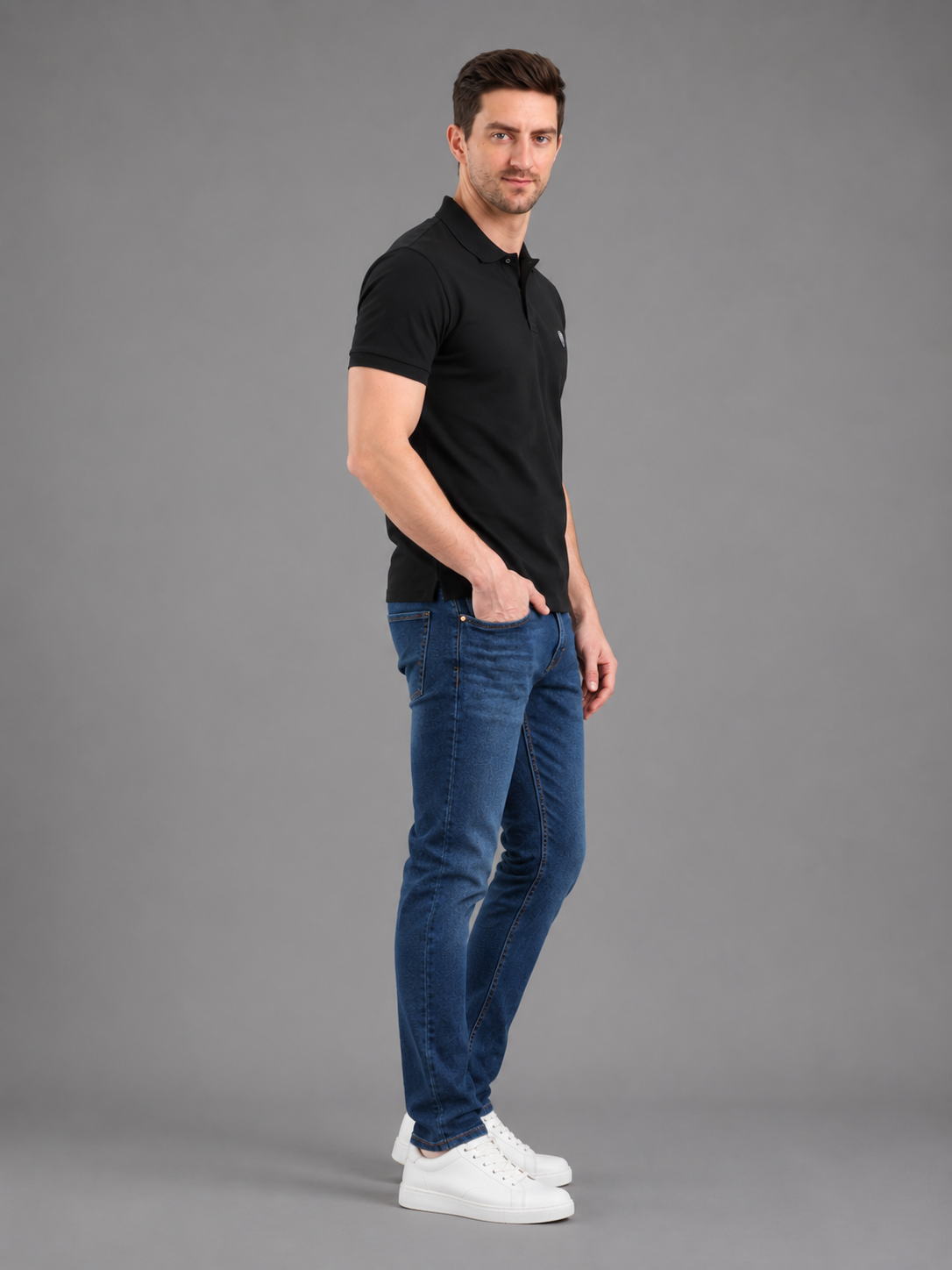 Men Black Color Solid Polo T-Shirt