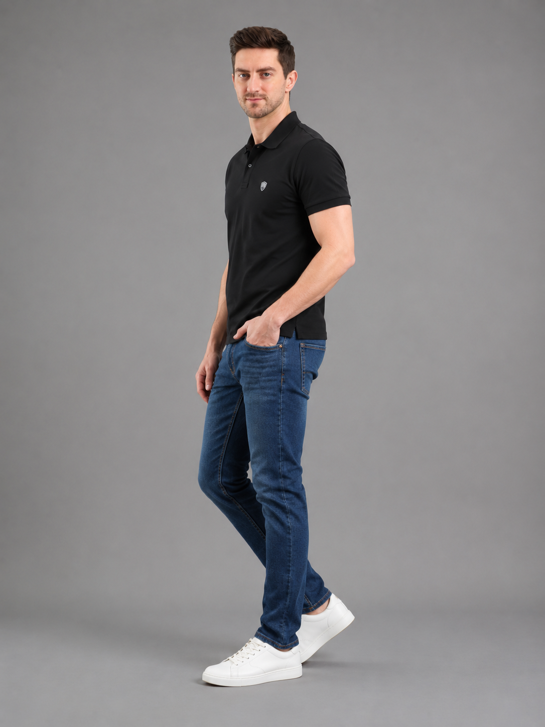 Men Black Color Solid Polo T-Shirt