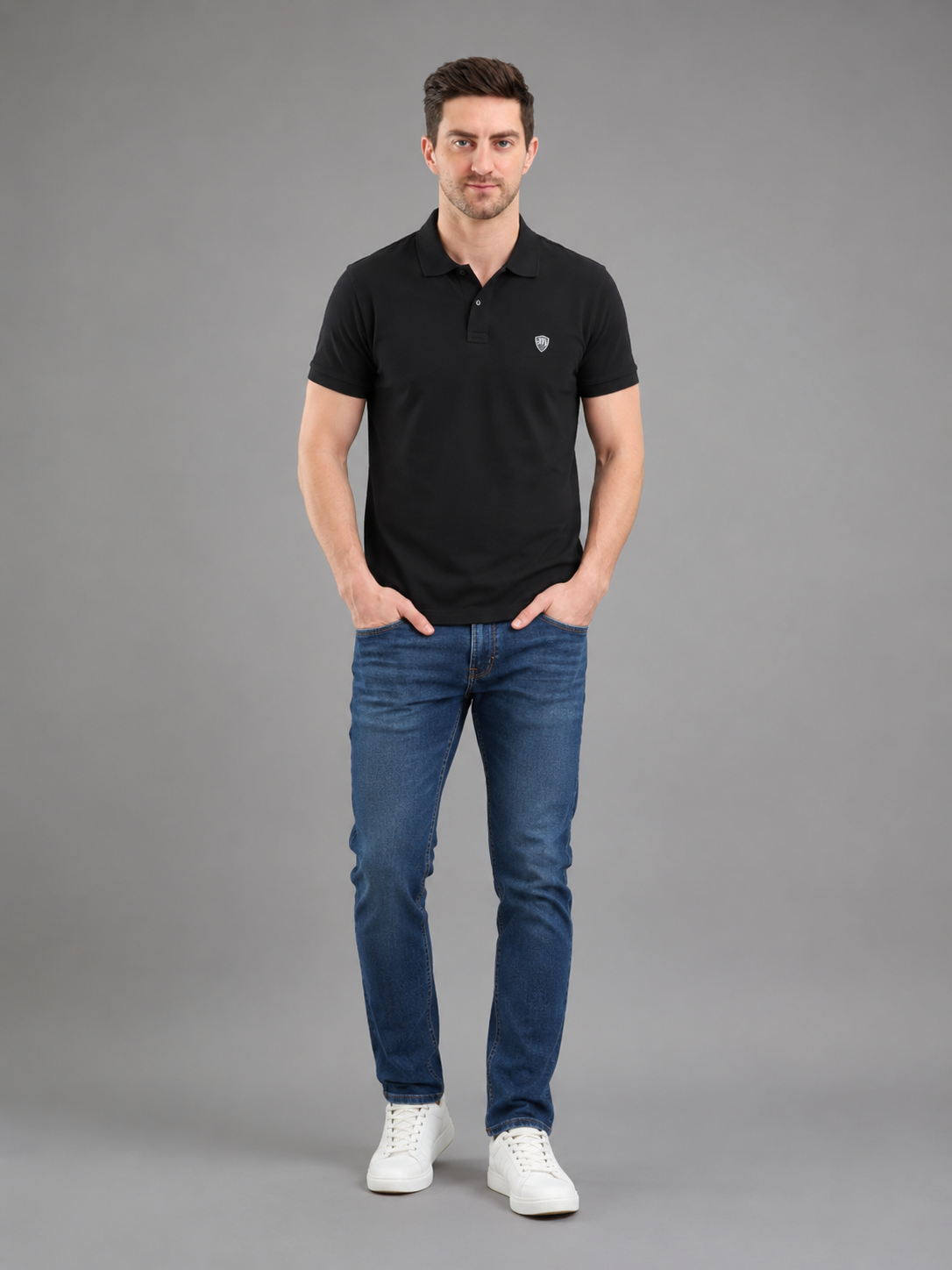 Men Black Color Solid Polo T-Shirt