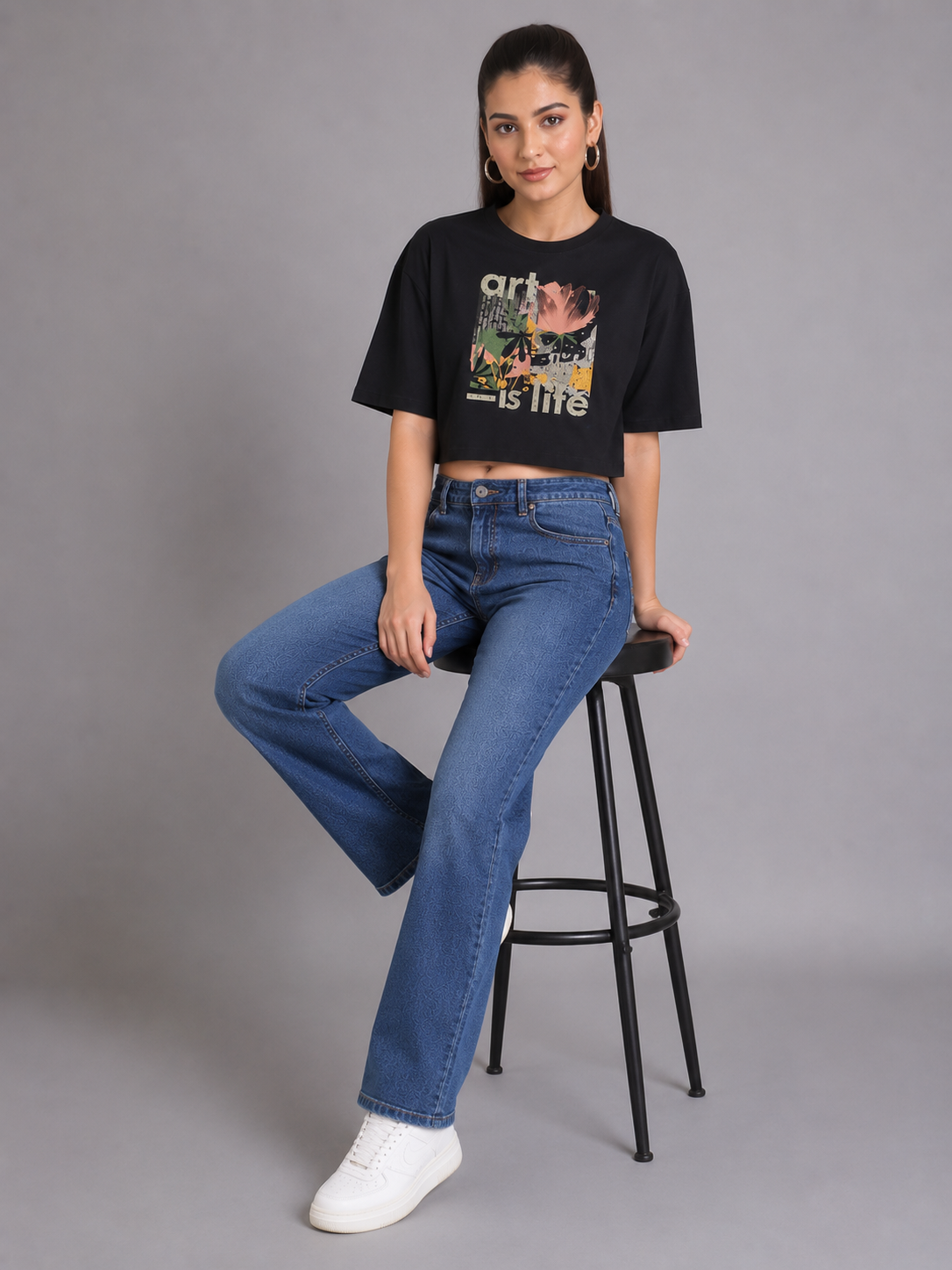 Women's Crop Top Soft Cotton Blend Casual & Trendy