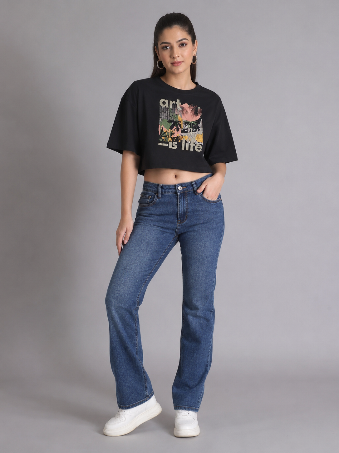 Women's Crop Top Soft Cotton Blend Casual & Trendy