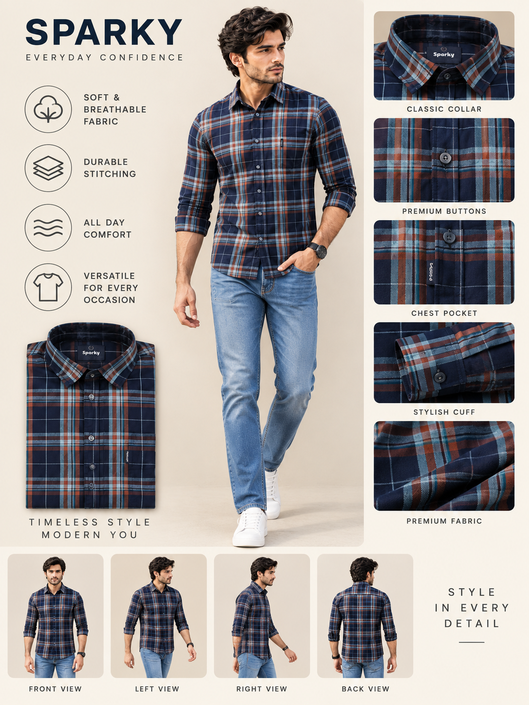 Men’s Premium Checked Full Sleeve Casual Shirt