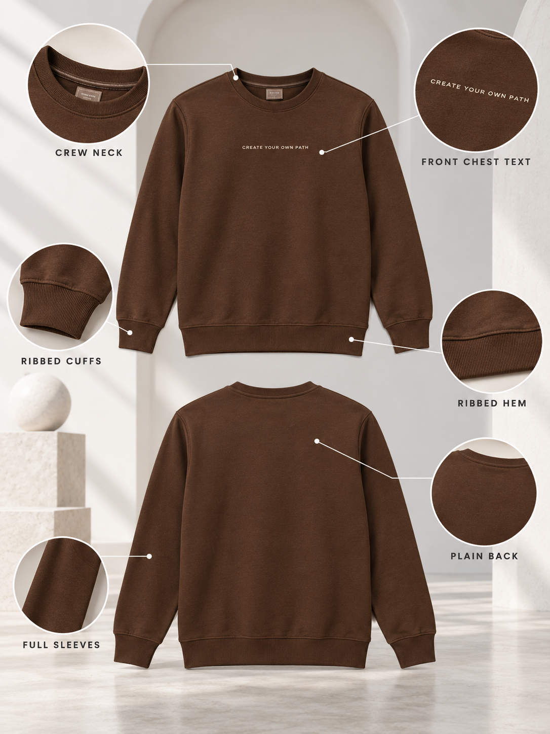 Brown Colour Regular Fit  Primium Sweatshirt