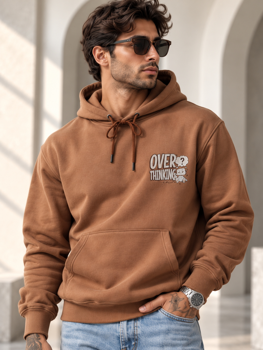 Rust Colour Regular Fit  Primium Hooded Sweatshirt