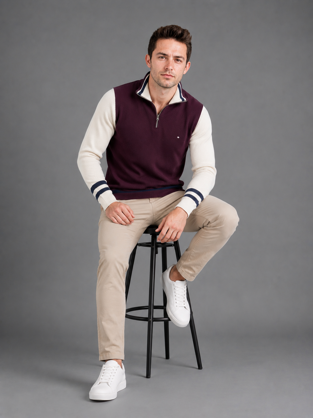 Men BURGUNDY Colour Premium Solid Polo T-Shirt