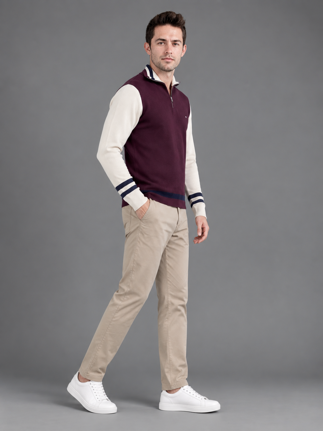 Men BURGUNDY Colour Premium Solid Polo T-Shirt