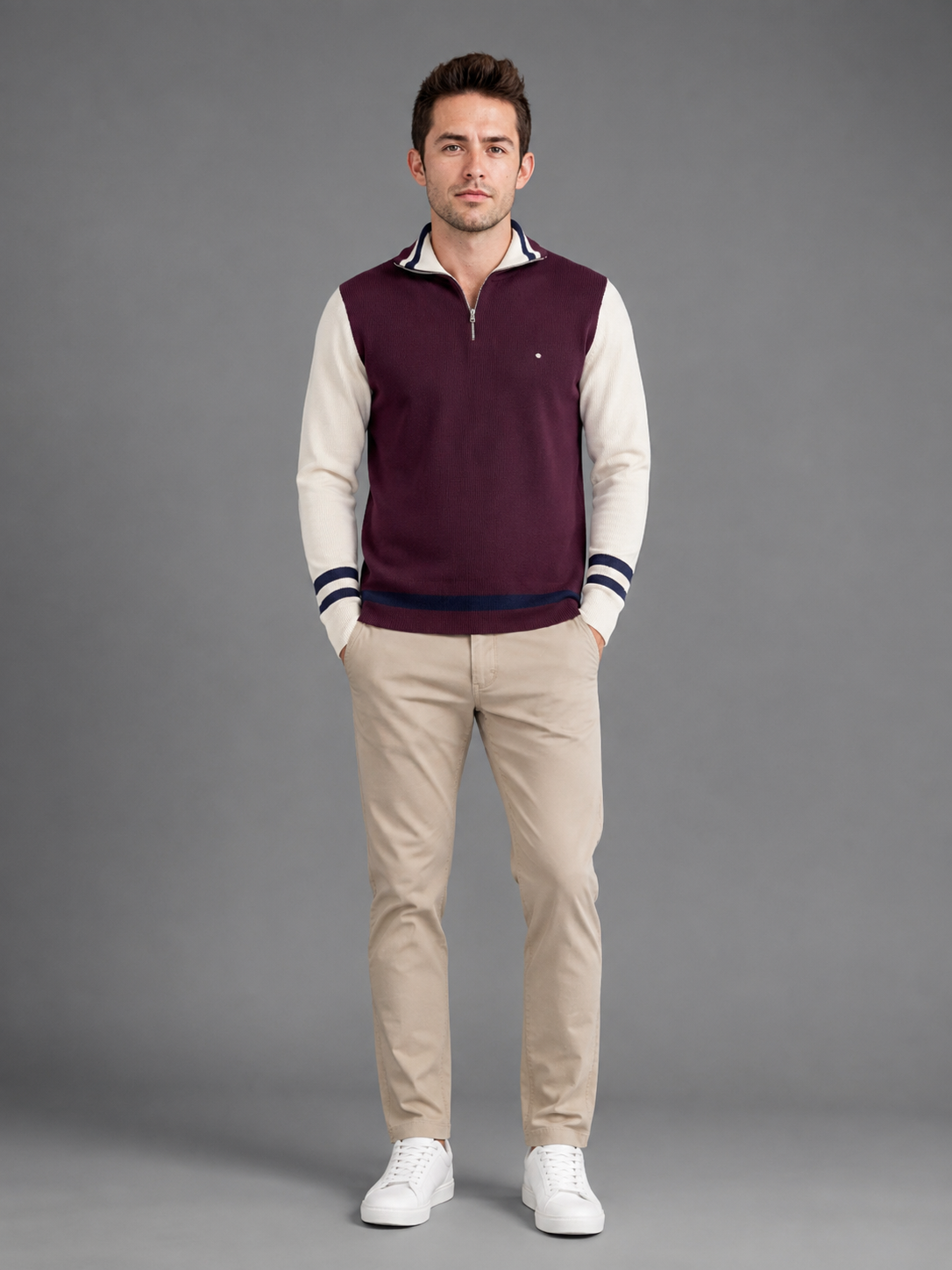 Men BURGUNDY Colour Premium Solid Polo T-Shirt