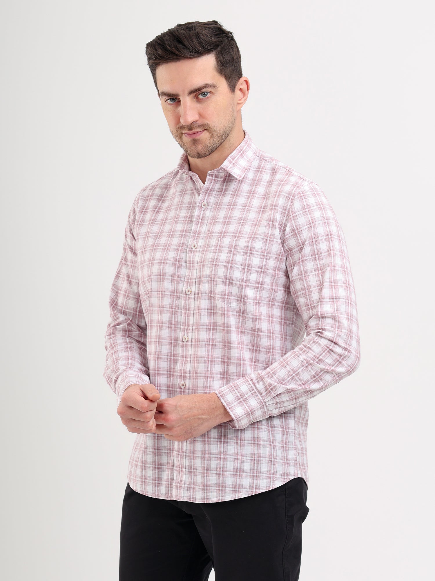 Sparky Solid Regular Fit Cotton Casual Shirt Full Sleeve | Summer Plus Size Brown Color