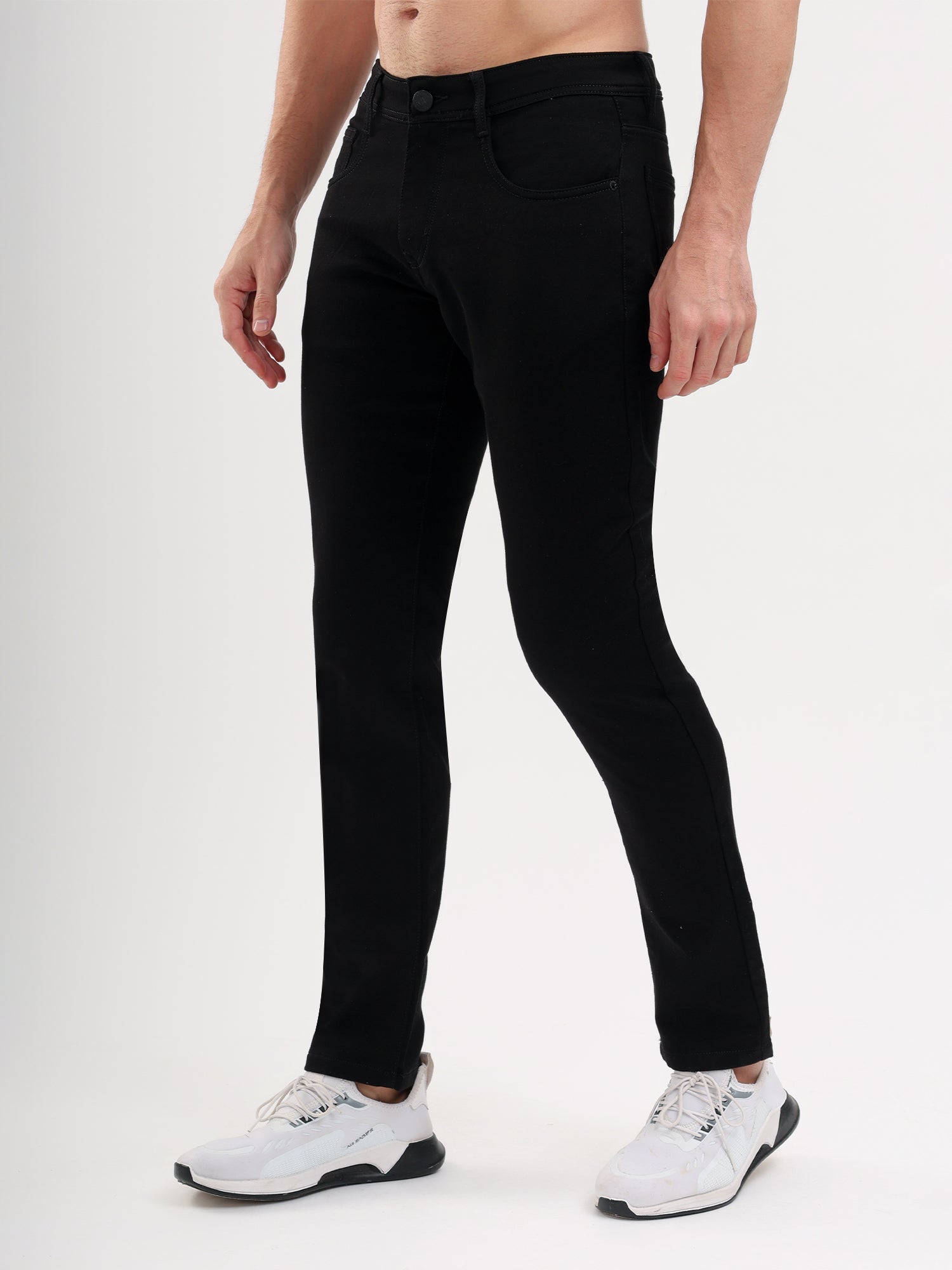 Sparky Men Slim Fit Solid Jeans | Stretch Denim | Trendy Men All Season Black