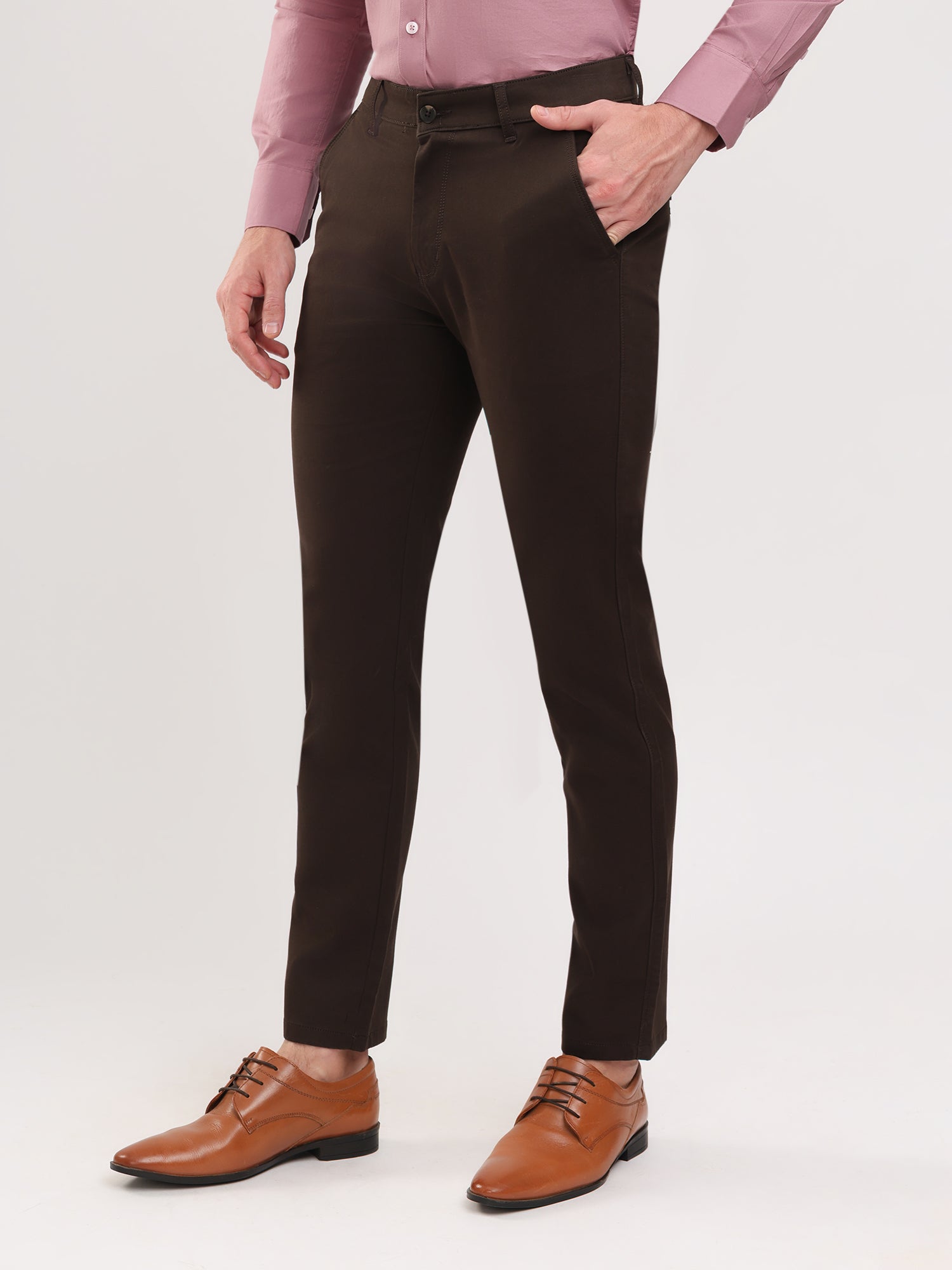 Men Slim Fit Coffee Trouser Pant