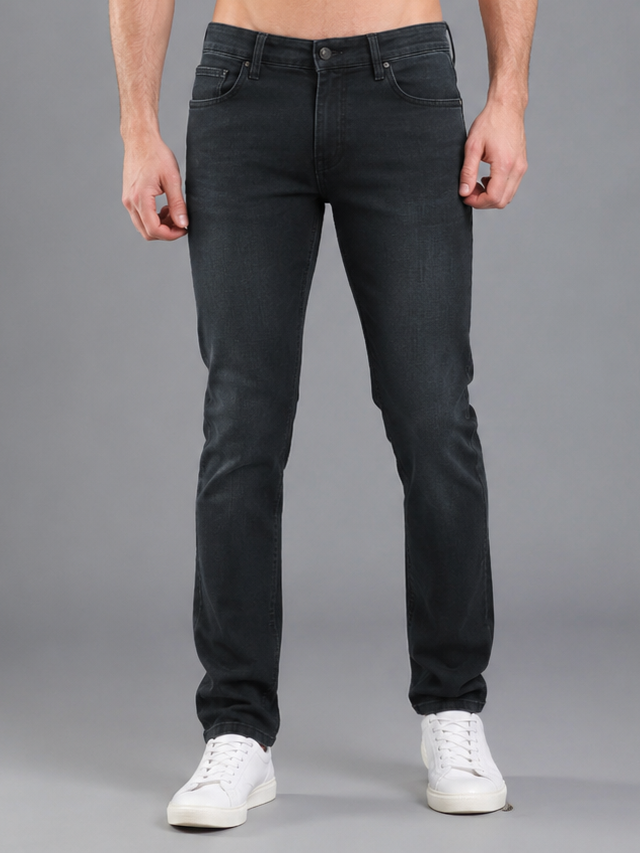 Men's Narrow Fit | Stretch Denim Jeans | Mid Rise | Casual Dark Blue Jeans