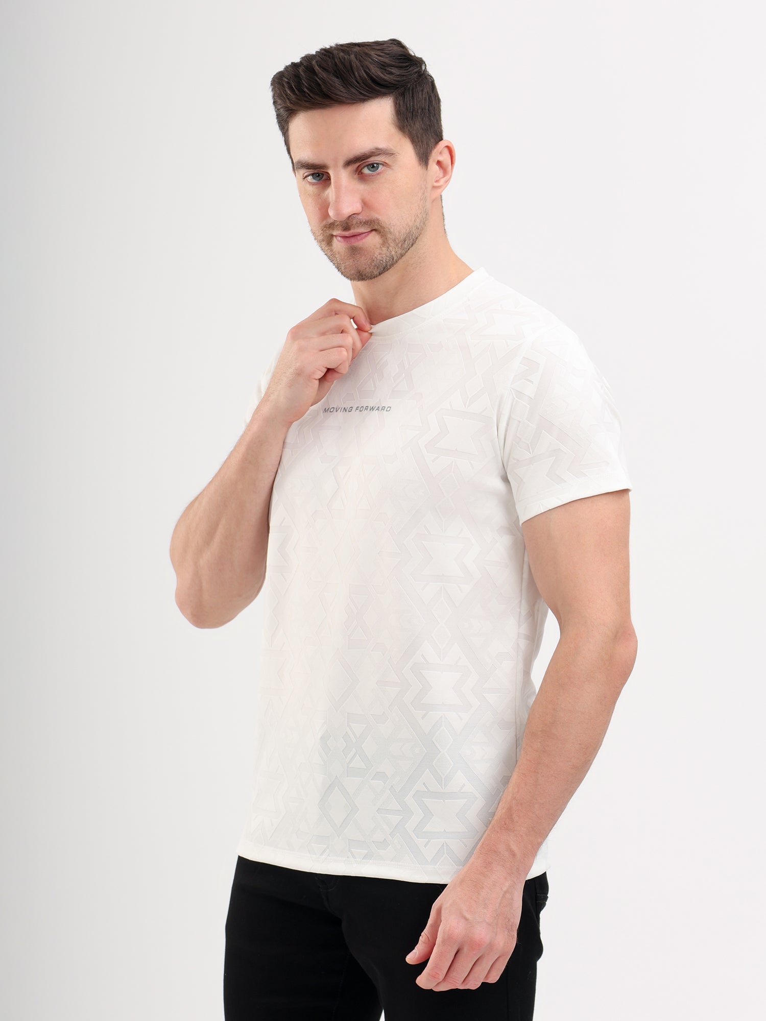 Sparky Solid Slim Fit Cotton Formal T-Shirt Half Sleeve | Summer Plus Size White Color
