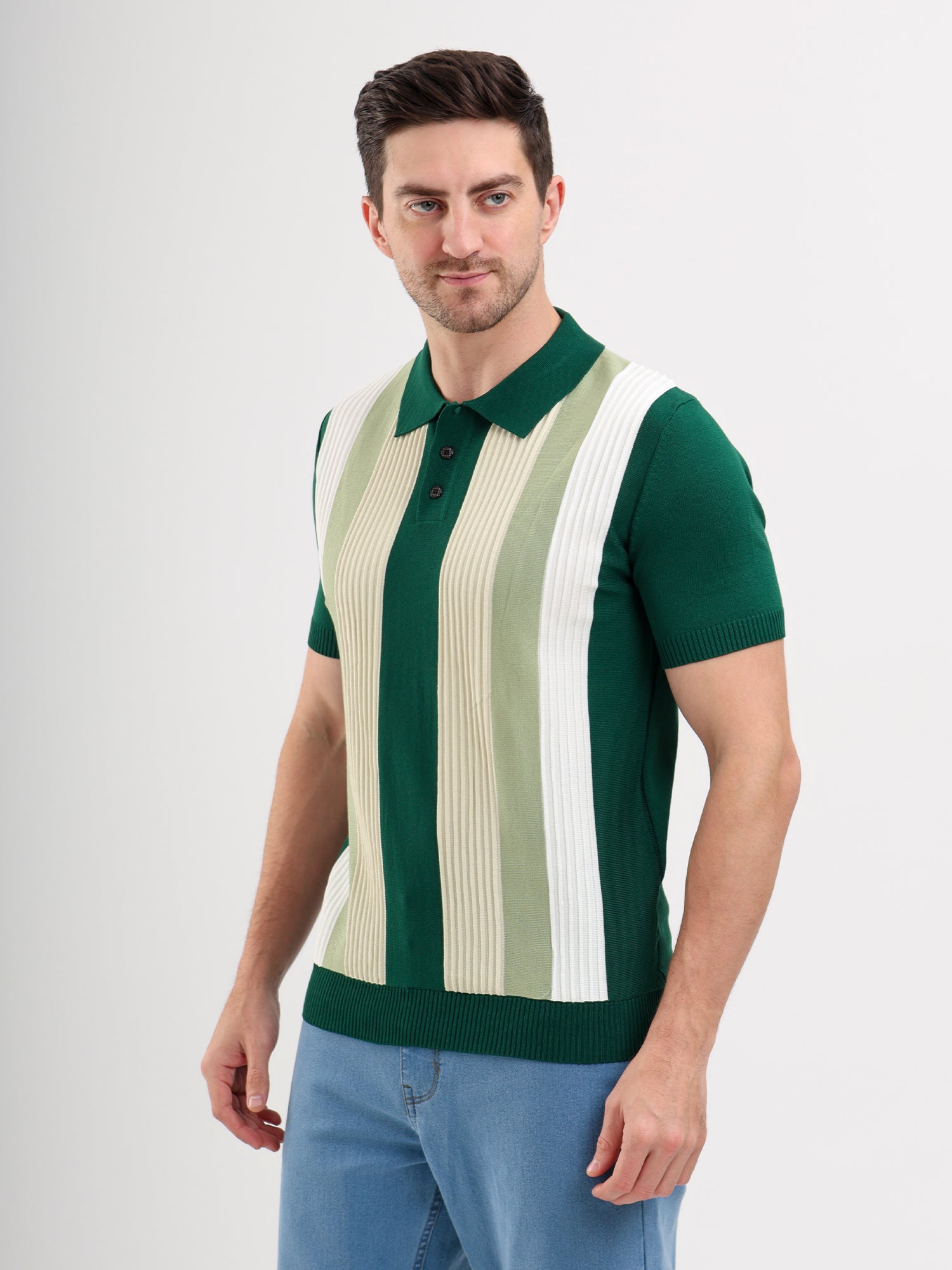 Sparky Solid Slim Fit Cotton Formal Polo Tshirt Half Sleeve | Summer Plus Size Green Color