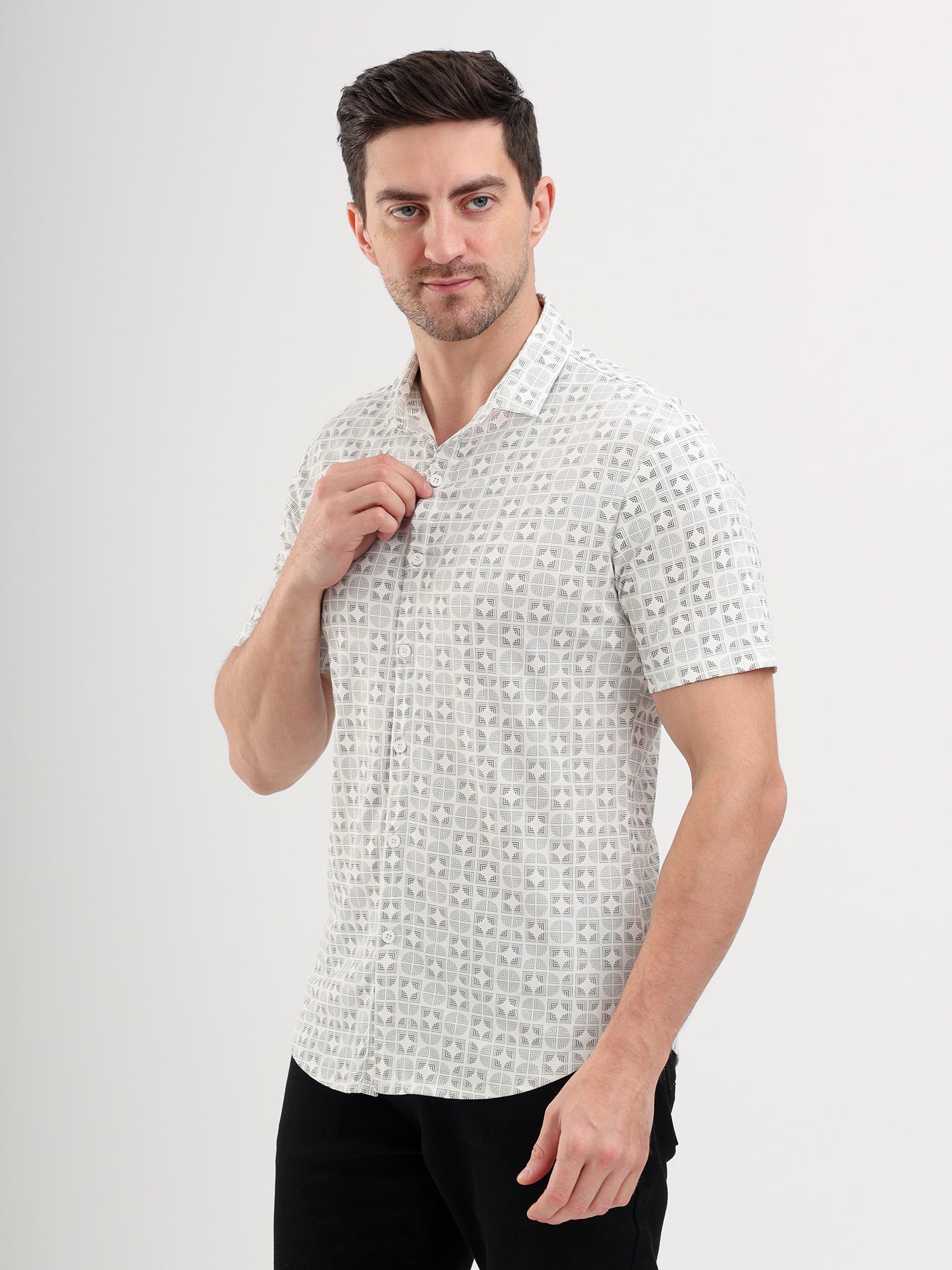 Sparky Solid Slim Fit Cotton Casual Shirt Half Sleeve | Summer Plus Size White Color