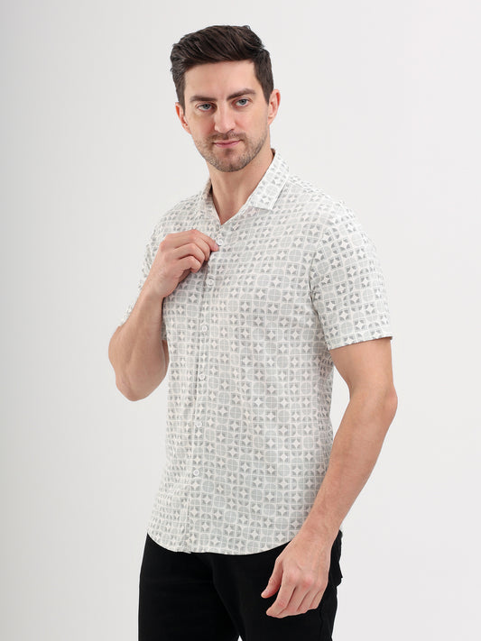 Sparky Solid Slim Fit Cotton Casual Shirt Half Sleeve | Summer Plus Size White Color