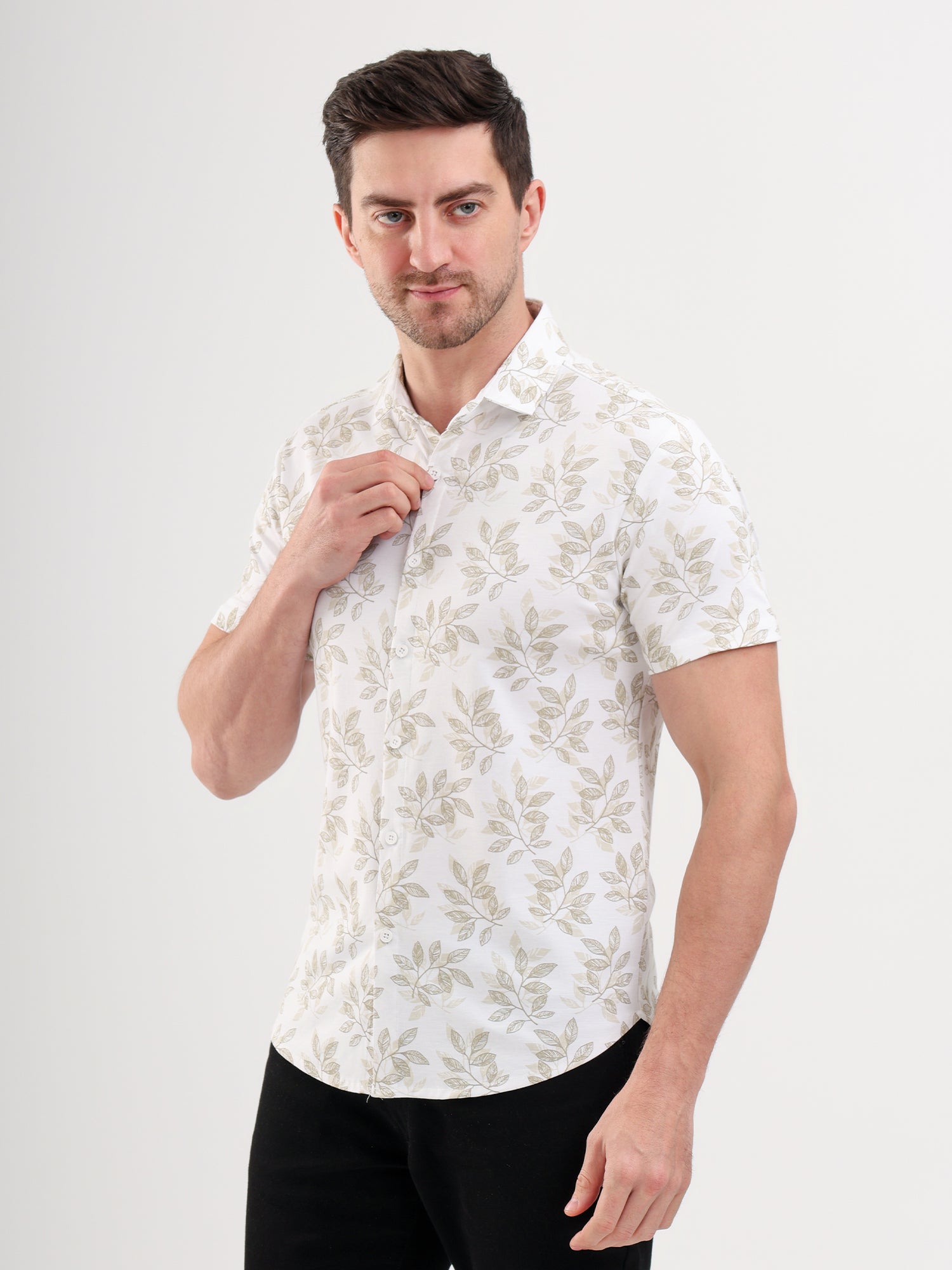Sparky Solid Slim Fit Cotton Casual Shirt Half Sleeve | Summer Plus Size White Color