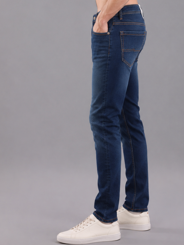SPARKY Men | Stretch Narrow Fit | Mid Blue Jeans | Premium Casual Denim