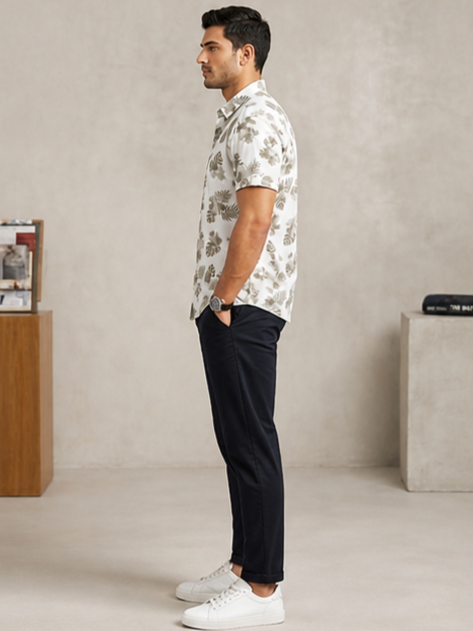 Sparky Men White Tropical Print Shirt | Stylish Casual Wear Shirt for Men