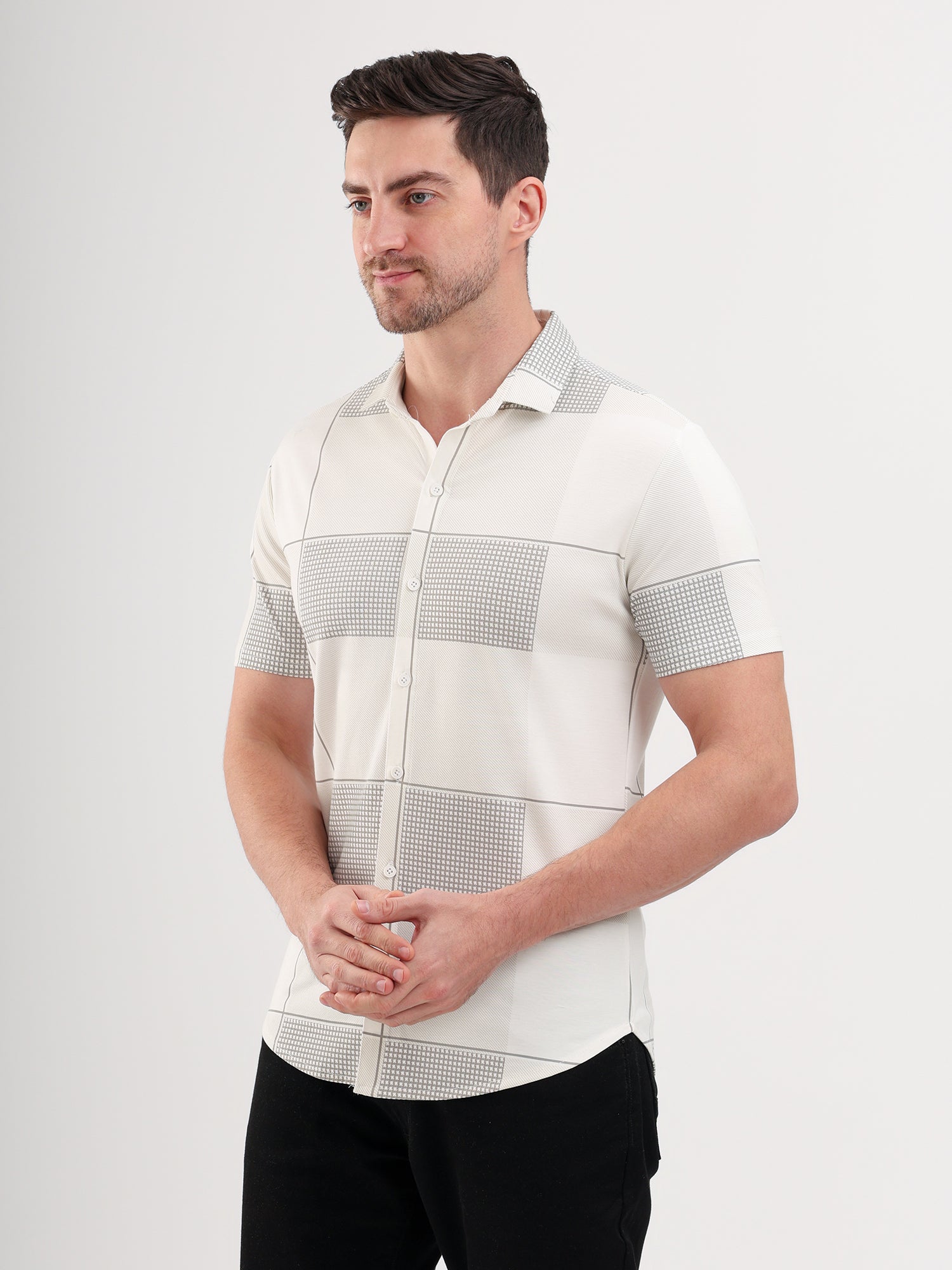 Sparky Solid Slim Fit Cotton Casual Shirt Half Sleeve | Summer Plus Size White Color