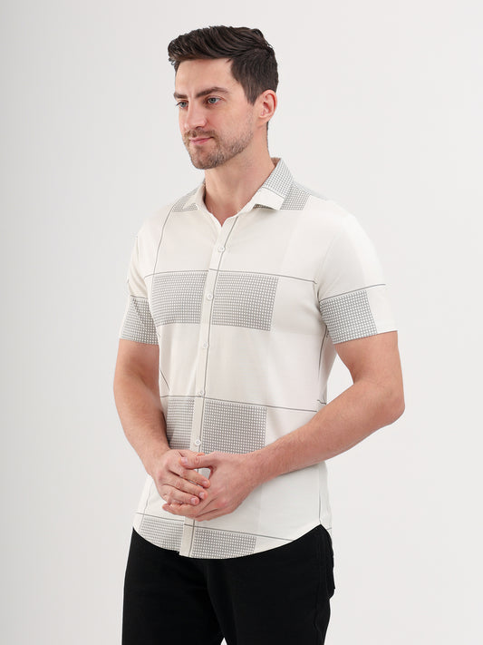 Sparky Solid Slim Fit Cotton Casual Shirt Half Sleeve | Summer Plus Size White Color