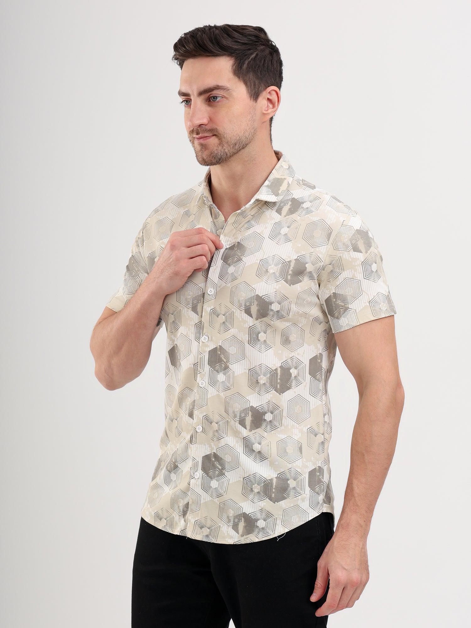Sparky Solid Slim Fit Cotton Casual Shirt Half Sleeve | Summer Plus Size White Color