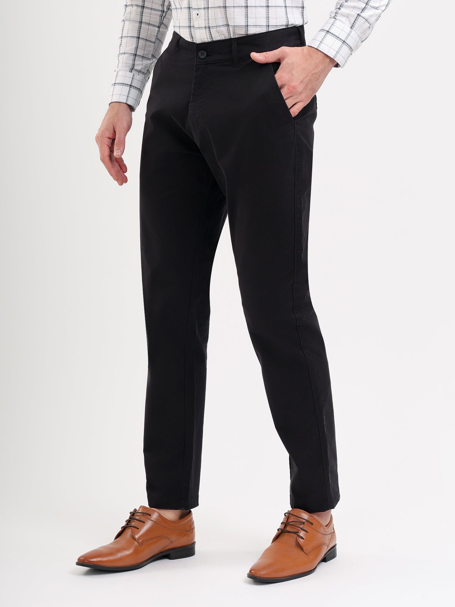 Men'S Slim Fit Cotton Blend Pant Black Color