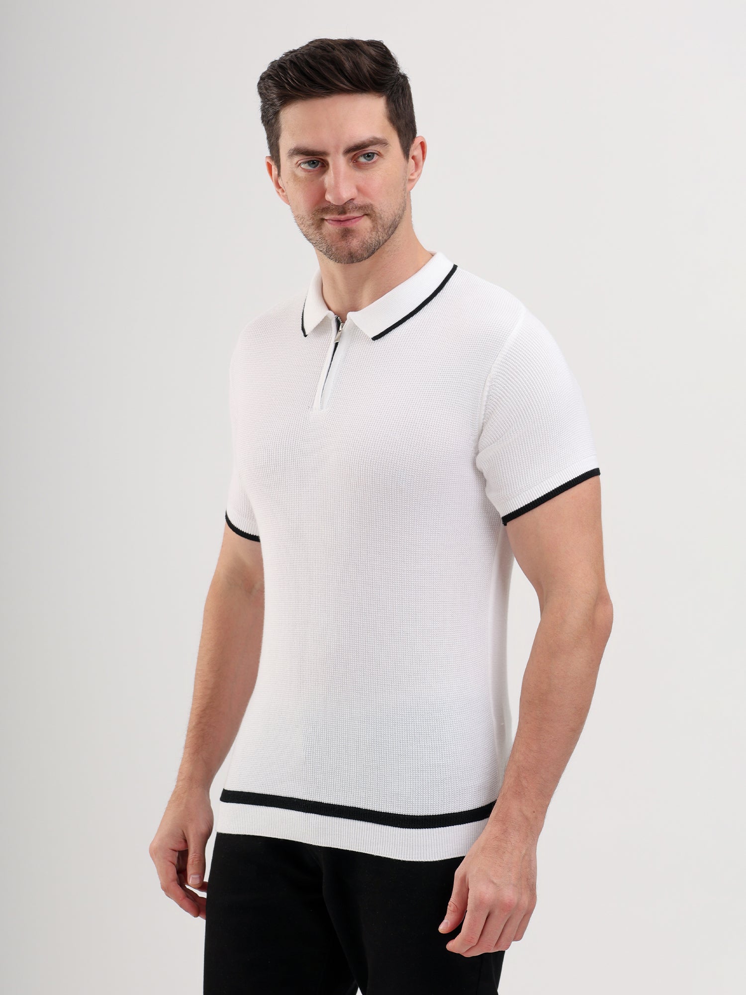 Sparky Solid Slim Fit Cotton Formal Polo Tshirt Half Sleeve | Summer Plus Size White Color
