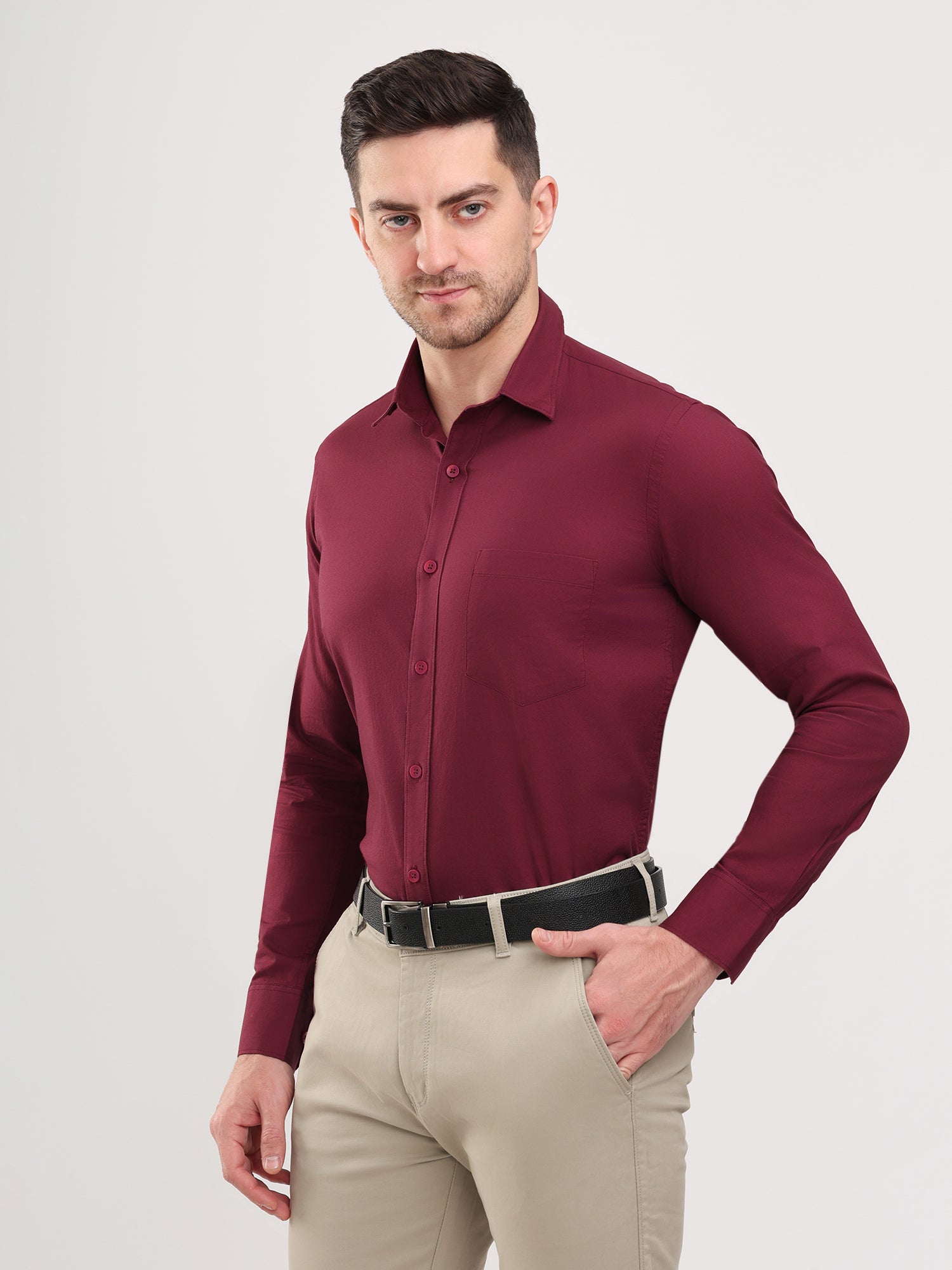 Men Mehroon Casual Twill Shirt