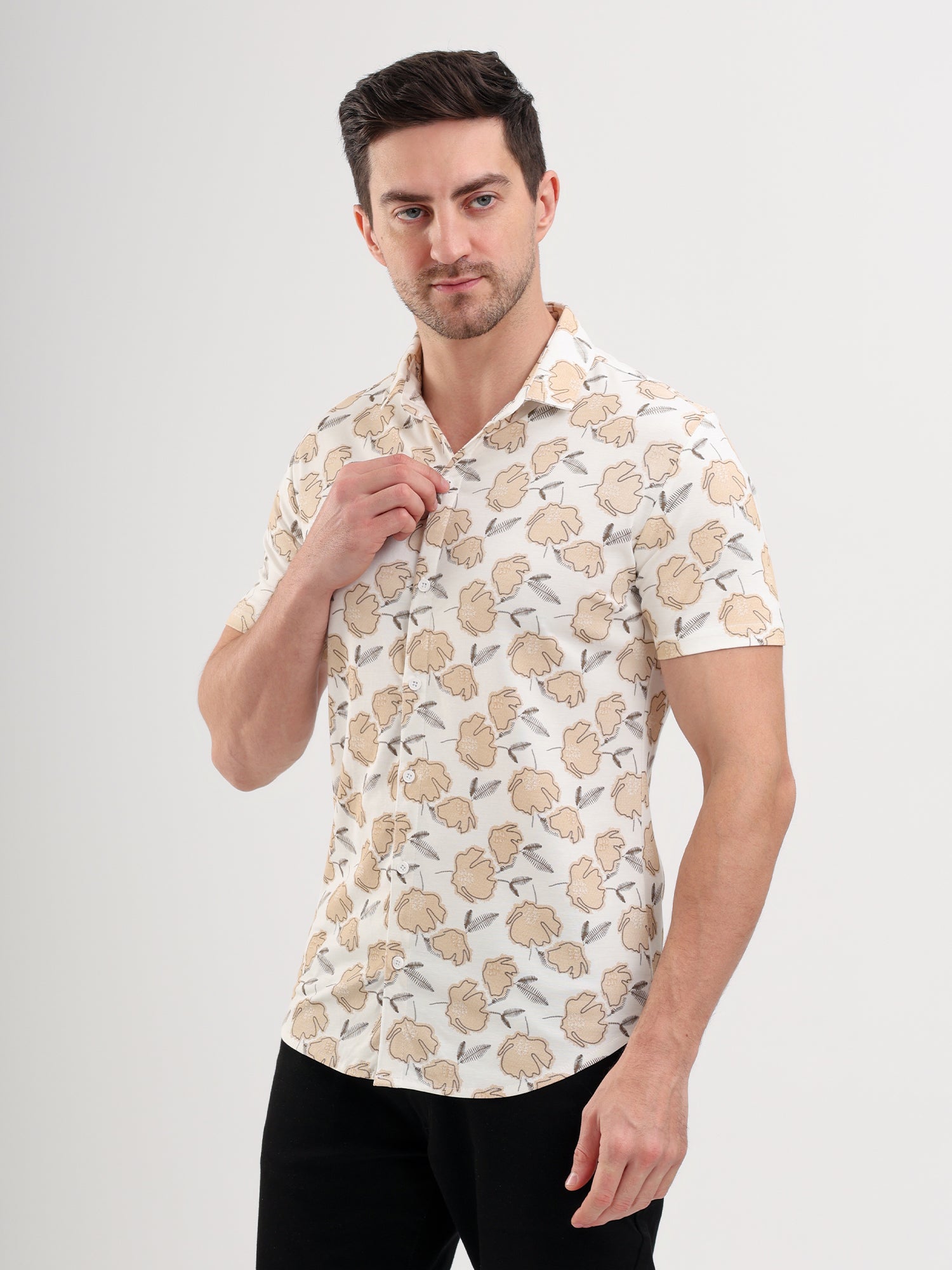 Sparky Solid Slim Fit Cotton Casual Shirt Half Sleeve | Summer Plus Size White Color