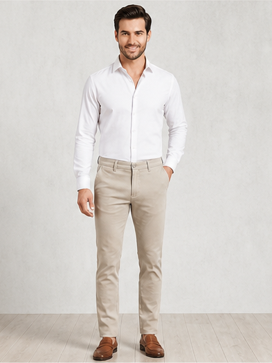 SPARKY Men Fawn Non-Denim Trousers | Smart Casual Stretchable Cotton Pants