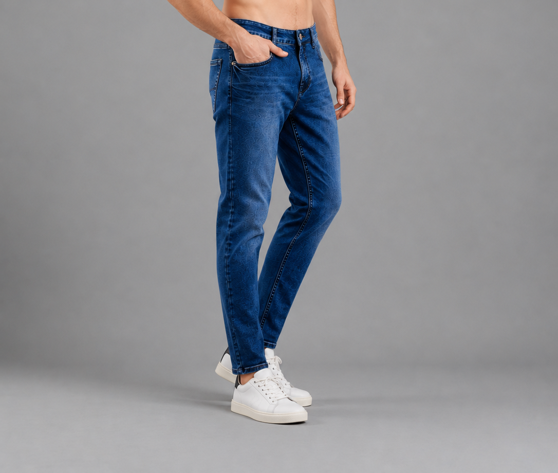 SPARKY Men | Stretch Narrow Fit | Mid Blue Jeans | Premium Casual Denim