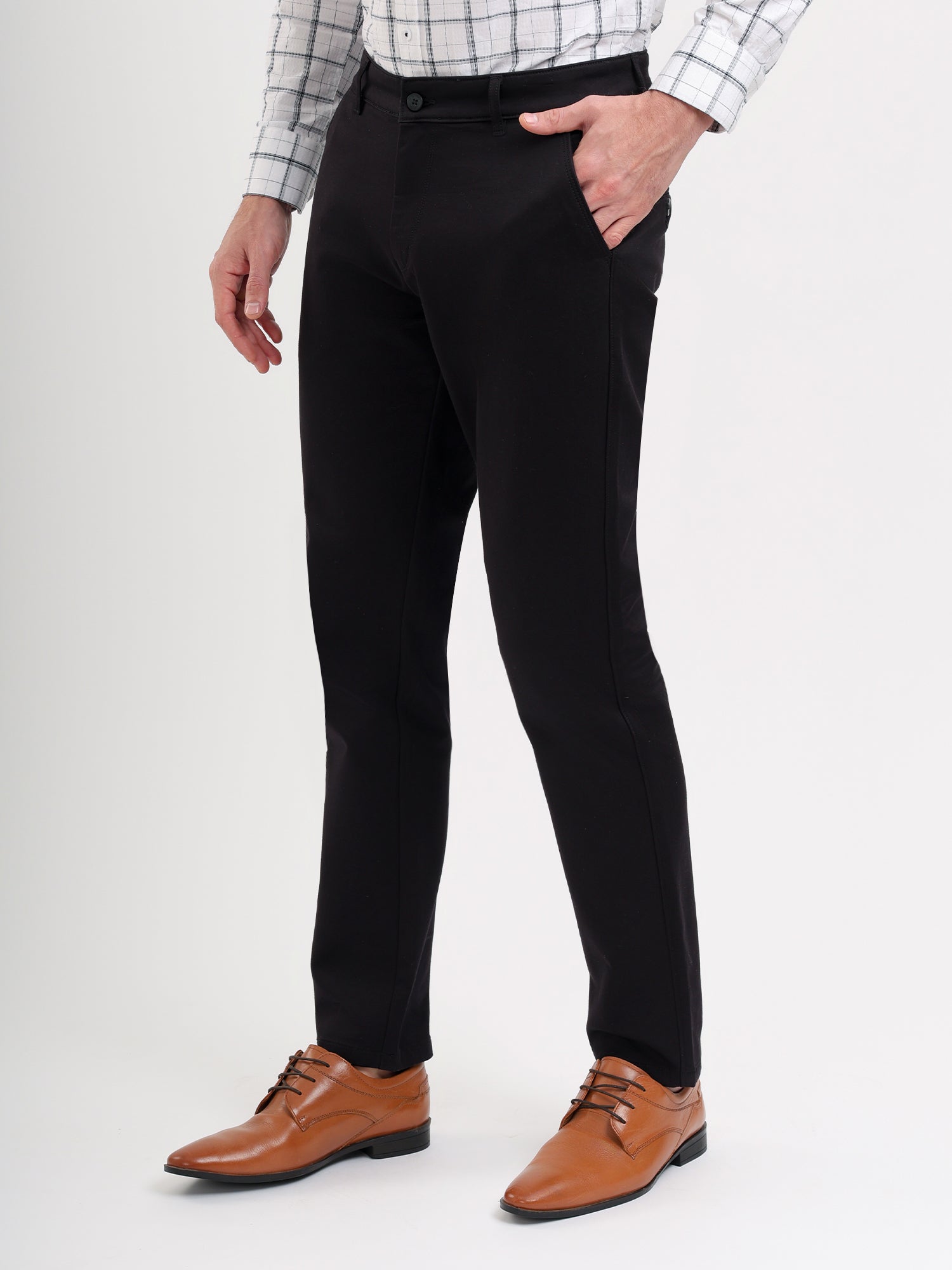 Men'S Slim Fit Cotton Blend Pant Black Color