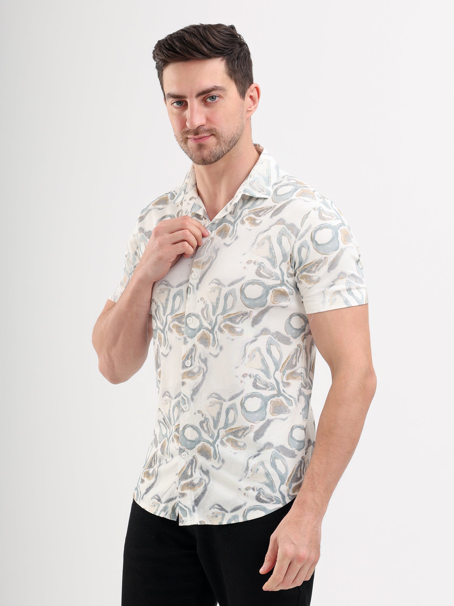 Sparky Solid Slim Fit Cotton Casual Shirt Half Sleeve | Summer Plus Size White Color