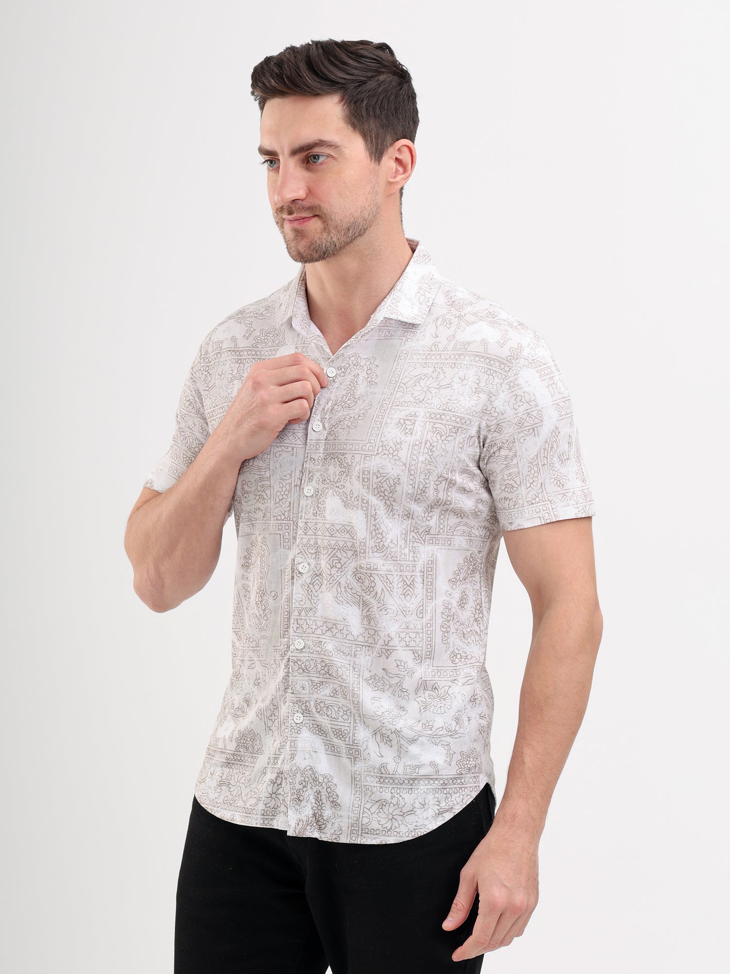 Sparky Solid Slim Fit Cotton Casual Shirt Half Sleeve | Summer Plus Size White Color
