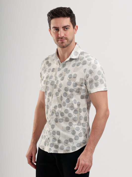 Sparky Solid Slim Fit Cotton Casual Shirt Half Sleeve | Summer Plus Size White Color