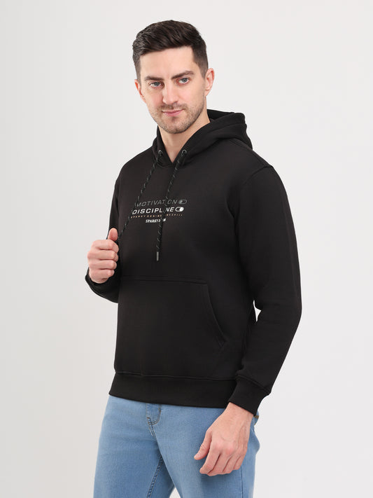 Men's Black Solid Full Sleeves Hoodies