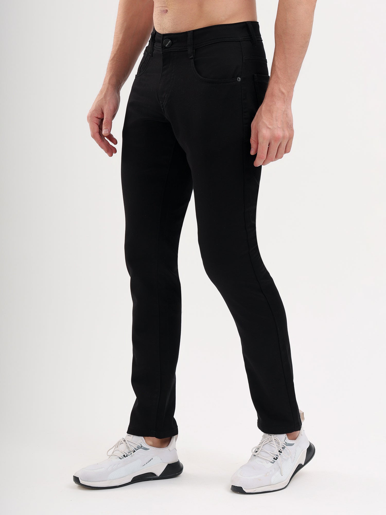 Sparky Men Slim Fit Solid Jeans | Stretch Denim | Trendy Men All Season Black