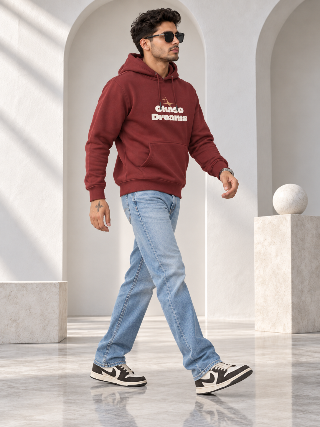 Red Colour Regular Fit  Primium Hooded Sweatshirt