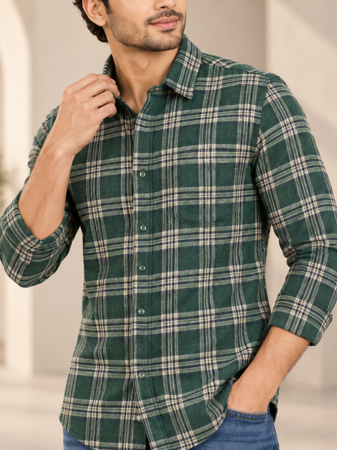 Men’s Premium Solid Casual Check Shirt