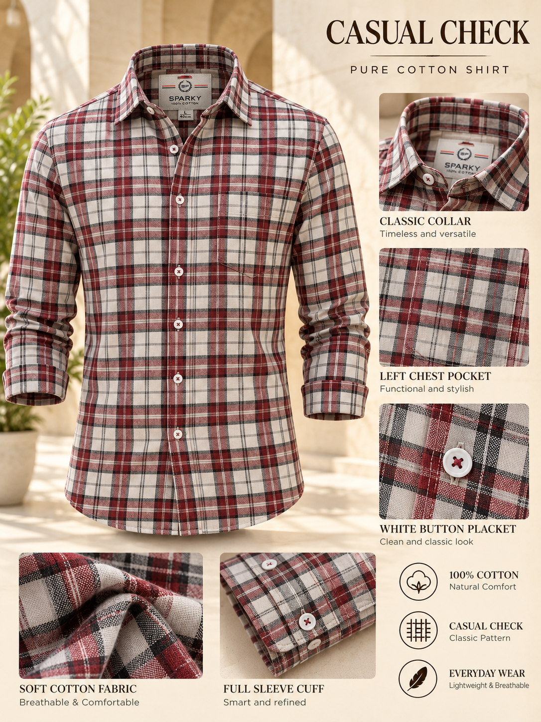 Men’s Stylish Casual Check Shirt